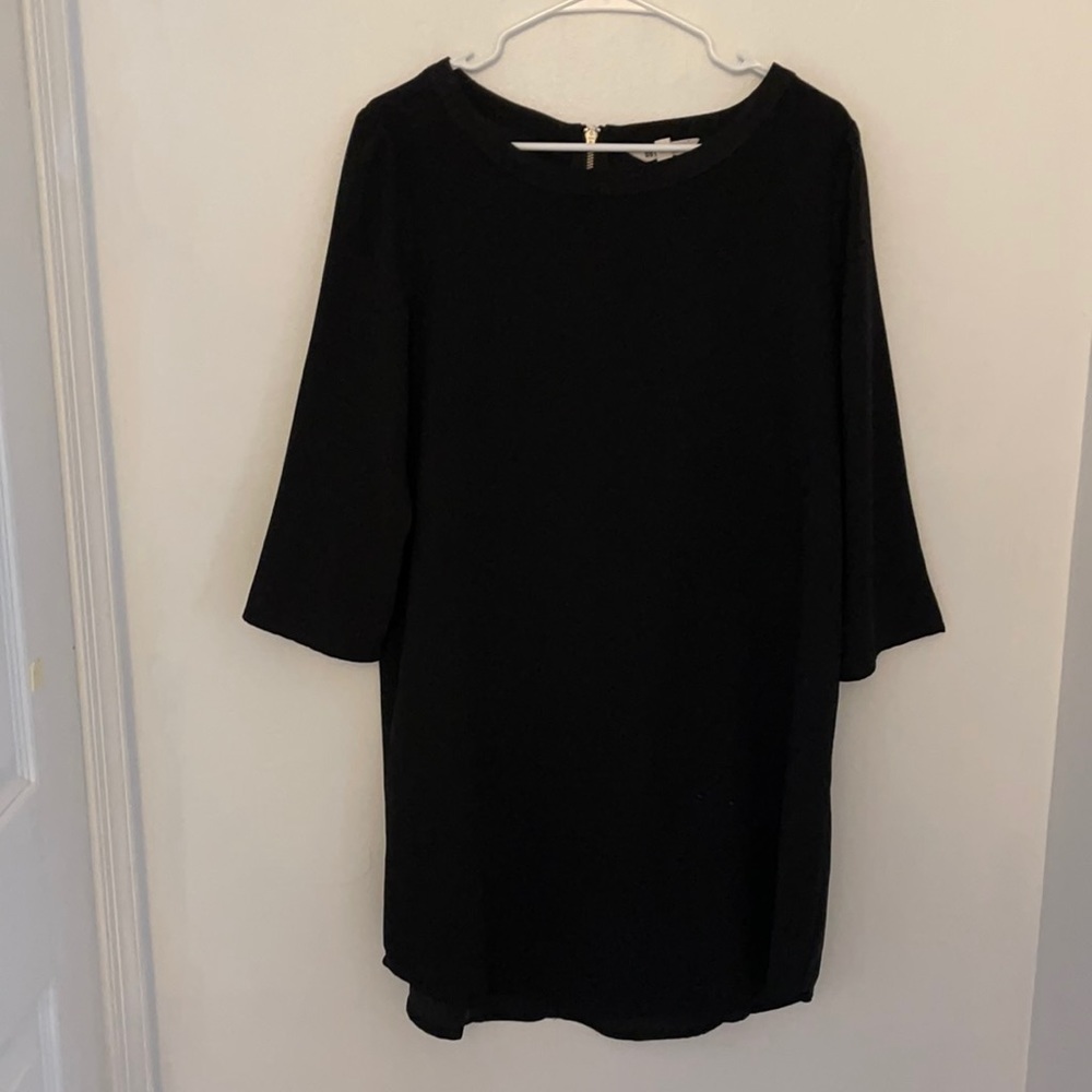 Black, structured, shift dress